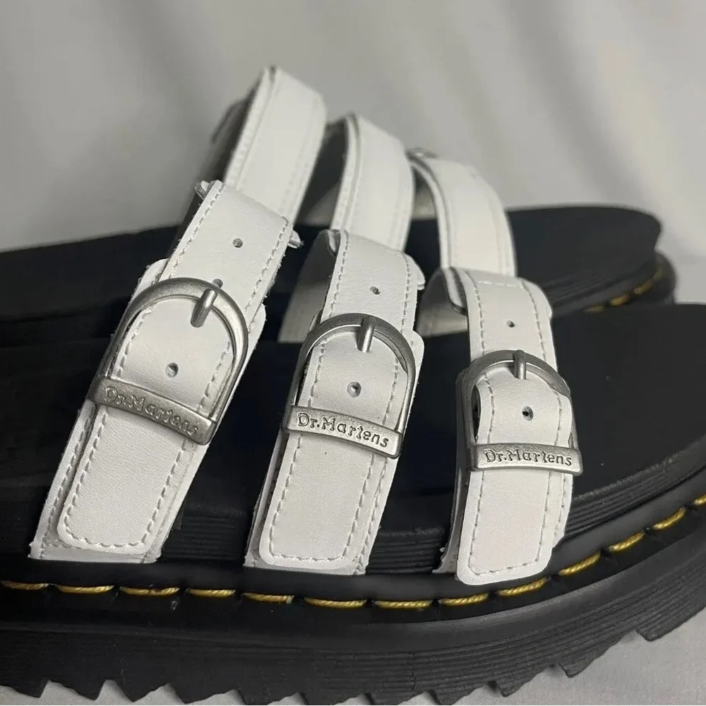 Dr Martens Blaire Slide Womens White 3 Strap Buckle Platform Sandals - Picture 4 of 5